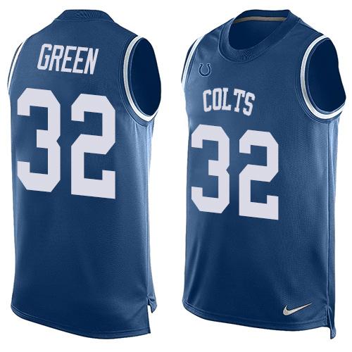 Nike Colts #32 T.J. Green Royal Blue Team Color Men's Stitched NFL Limited Tank Top Jersey